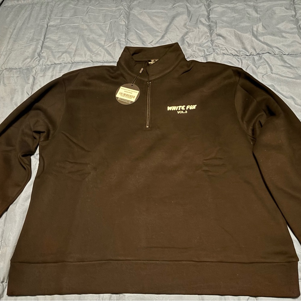 White Fox Quarter Zip sweater